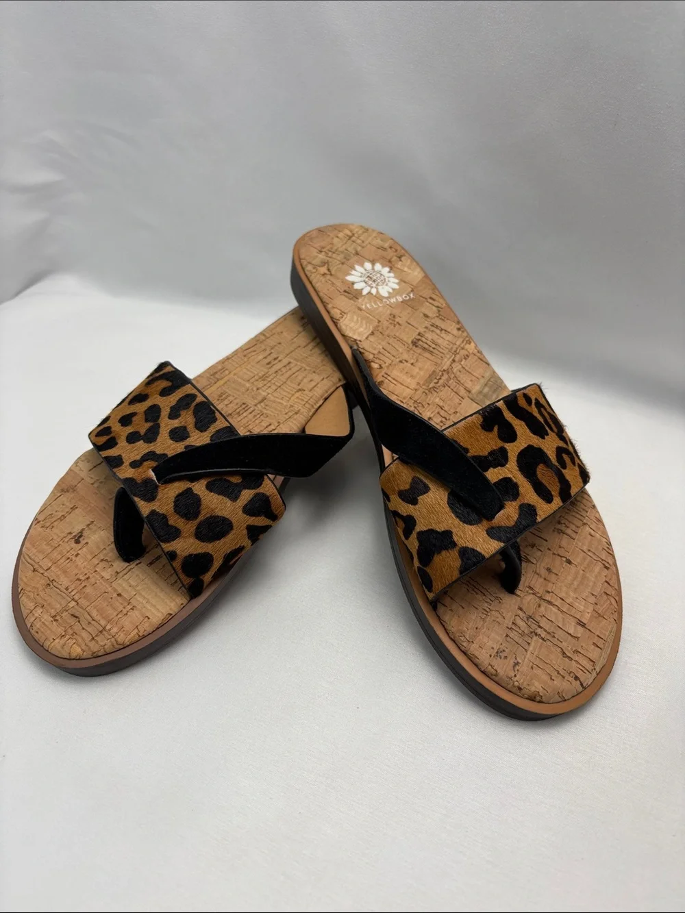 Yellow Box Women’s 7 Leopard Print Slide Sandals - Black & Tan#394 - Picture 5 of 15
